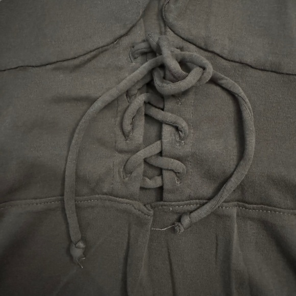 Chaser Racerback Tank Top Corset Front Curved Hem Faded Black Medium - Picture 13 of 16